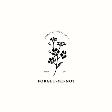 Flat vector forget-me-not flower drawing