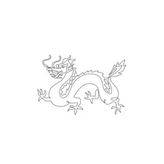 Chinese dragon symbol 2024 eastern calendar continuous line drawing mythical fairy animal  isolated vector illustration, tattoo, print and logo design, silhouette single line on a white background. 