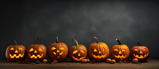 Halloween pumpkins With copyspace for text