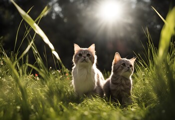 cats on the grass