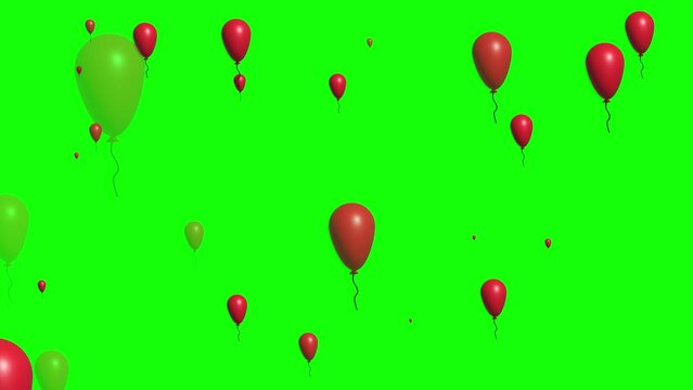red ballons on green screen, suitable for promotion, marketing, sales,birthday, etc. 4K animation