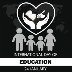 International day of Education on 24th of January greeting vector banner.