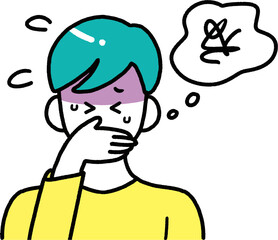 体調不良で顔色の悪い男性のシンプルな線画