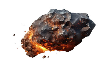 Stunning Black Meteorite Asteroid 3D Icon Object with Cartoon Isolated on Transparent Background PNG.