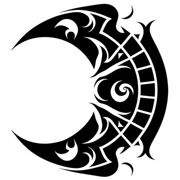 Crescent style tribal tattoo png transparent background