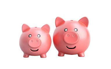 Pink Piggy Banks saving Ideas with Cartoon Style Isolated on Transparent Background PNG.