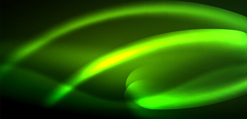 Obraz premium Dynamic waves in ethereal glow of neon lights. Concept merges fluidity of motion with vibrant allure of neon, crafting entrancing backdrop that embodies both vitality and futuristic sophistication
