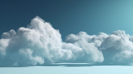 Clouds, sky, floor, blue studio background.