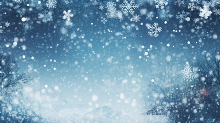 Obraz premium Abstract winter background with snowflakes and bokeh.