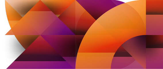 Fototapeta premium Geometric fusion - abstract harmony of triangles and circles in minimalist background design. Shapes and lines design for wallpaper, banner, background, landing page, wall art, invitation, prints