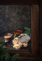 Stollen, traditional festive German Christmas cake