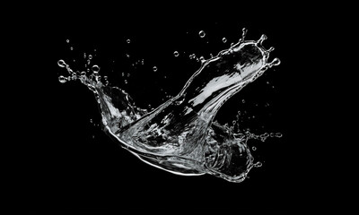PSD water splash isolated on black background
