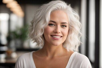 Portrait of a Beautiful Young Woman with White Hair