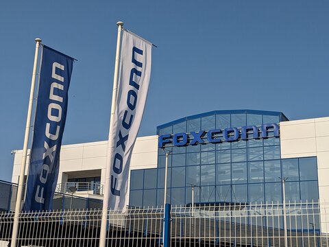Kolin,Czech republic-July 14 2023:Foxconn company, big technology company and  employer in this region,huge production plant factory and logistics center warehouse