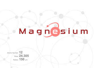 Modern logo design for the word "Magnesium" which belongs to atoms in the atomic periodic system.
