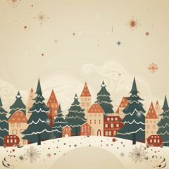Cute christmas card with copy space for your design. Christmas background. Illustration. Generative AI
