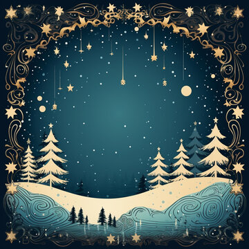 Cute christmas card with copy space for your design. Christmas background. Illustration. Generative AI