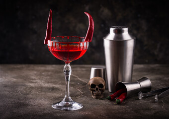 Halloween cocktail Red Devil martini