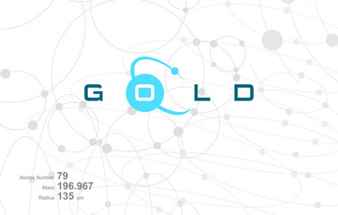 Modern logo design for the word "Gold" which belongs to atoms in the atomic periodic system.