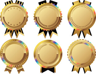 高級感のあるエンブレム6種セット　レインボーゴールド