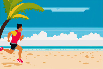 Obraz na płótnie Canvas Healthy lifestyle concept. Embracing Fitness and Serenity on the Beach. Generative AI