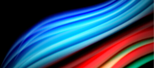 Rainbow color wave lines on black. Techno or business abstract background for posters, covers, banners, brochures, websites