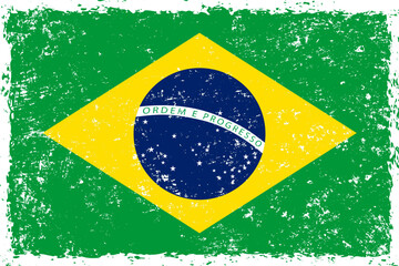 Brazil flag grunge distressed style
