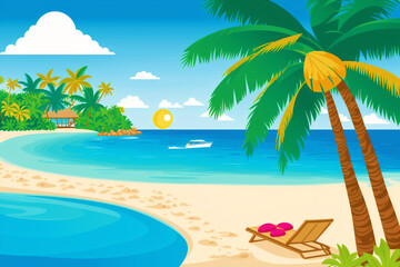 Fototapeta na wymiar Summer vacation concept. Seaside Oasis. Unwind and Indulge at the Beach Resort. Generative AI