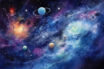Obraz na płótnie Canvas watercolor galaxy art