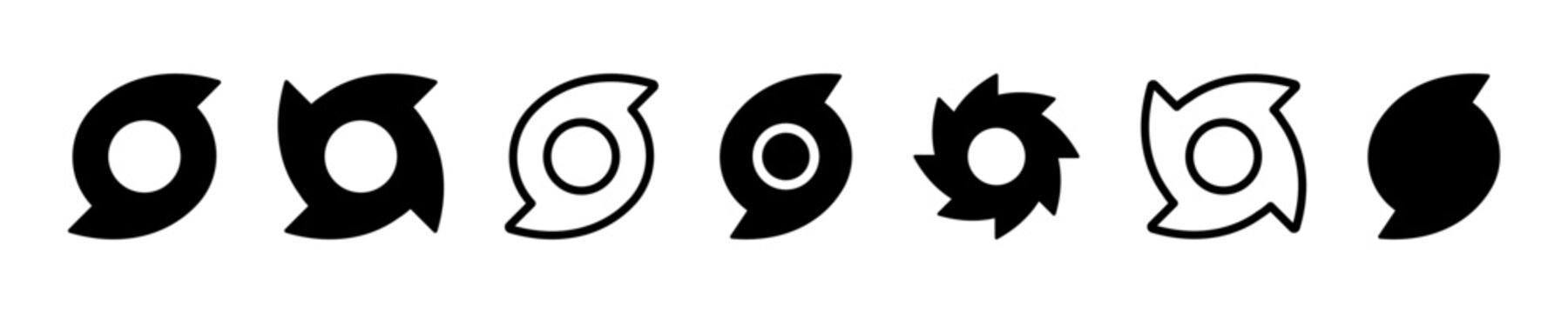 Set of hurricane or tornado vector symbols. Natural calamity icon. Typhoon, disaster or storm icons. Vector 10 Eps.