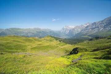The Bernese Oberland in Switzerland, landscape from the hiking trail 