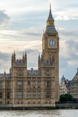 Fototapeta na wymiar London, UK: 16 September 2023: The Palace of Westminster serves as the meeting place for both the House of Commons and the House of Lords, the two houses of the Parliament of the United Kingdom