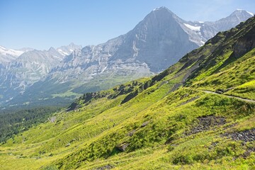 The Bernese Oberland in Switzerland, landscape from the hiking trail 