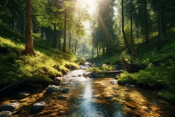 stream in the forest. generative ai