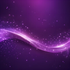 Fototapeta na wymiar Purple wave particles and light abstract background with glittering star dots.