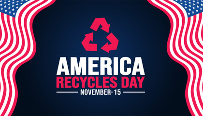 November is America Recycles Month background template. Holiday concept. background, banner, placard, card, and poster design template with text inscription and standard color. vector illustration.
