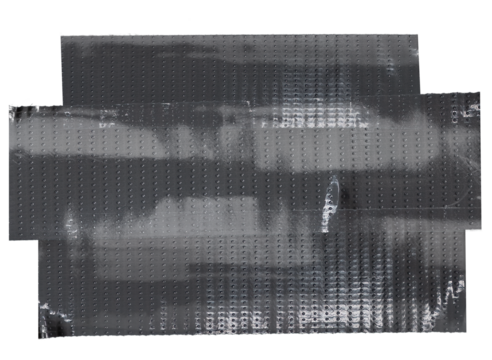 three metallic sticky teared sticker shapes overlapping each other, silver sticker, shiny png asset.