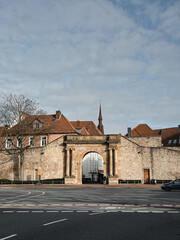 entrance to the old city. Defensive walls of the city. The main gate to the city. Stone fence