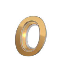 Elegant gold 3d number 0
