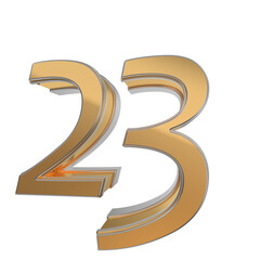 Fototapeta premium Elegant gold 3d number 23