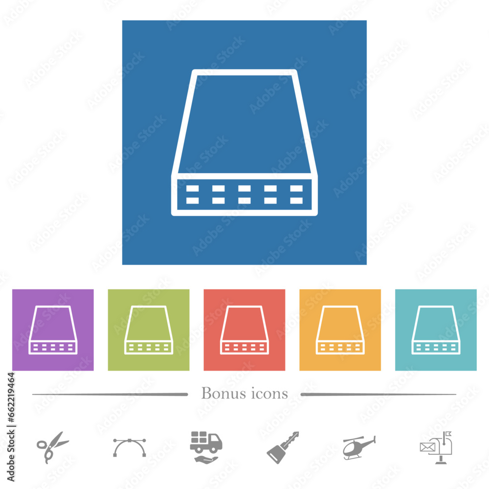 Aufkleber computer data storage outline flat white icons in square backgrounds
