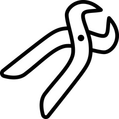 Linear icon of pliers and pincers as a construction tool icon