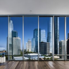 A contemporary city skyline with sleek, glass skyscrapers2, Generative AI