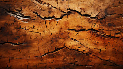 Fototapeta premium Charred wood bark light brown texture. Detailed macro close-up view of tree burned cork background. Generative AI