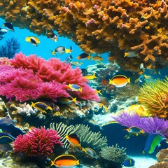 Fototapeta na wymiar A surreal underwater world with vibrant coral reefs and marine life5, Generative AI