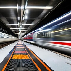 A high-speed train racing through a futuristic, elevated track1, Generative AI
