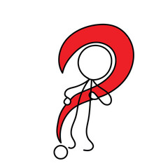 Line art character concept with transparent background. A man with question mark in his hand.