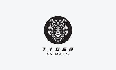 Tiger vector logo icon minimalistic line art design 
