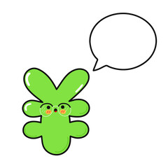 Japanese yen with speech bubble. Vector hand drawn cartoon kawaii character illustration icon. Isolated on white background. Happy Japanese yen Sign character concept