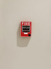 fire alarm system box installed on wall in building.